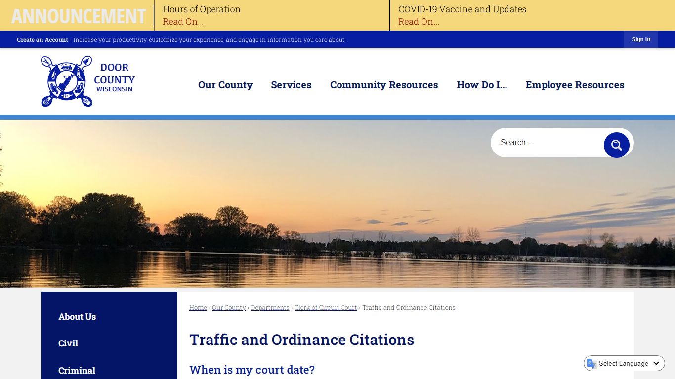 Traffic and Ordinance Citations | Door County, WI